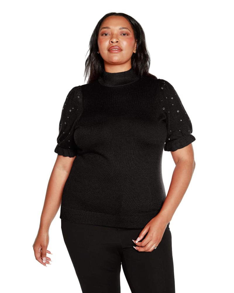Embellished sleeve sweater cheap